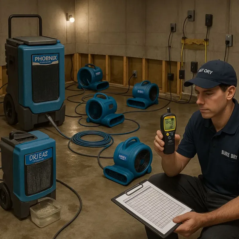 Structural Drying and Dehumidification process in Marshall, AK